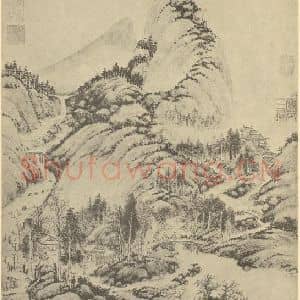 明代 徐贲国画作品《山水轴(三)》摘自 南画大成 卷九