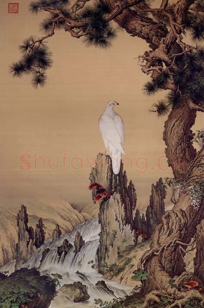 清 郎世宁《嵩献英芝图》书画作品