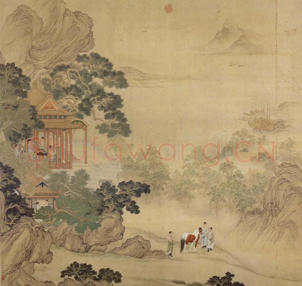 清 郎世宁《阅骏图》书画作品