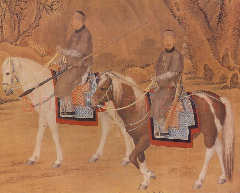清 郎世宁《哨鹿图》书画作品