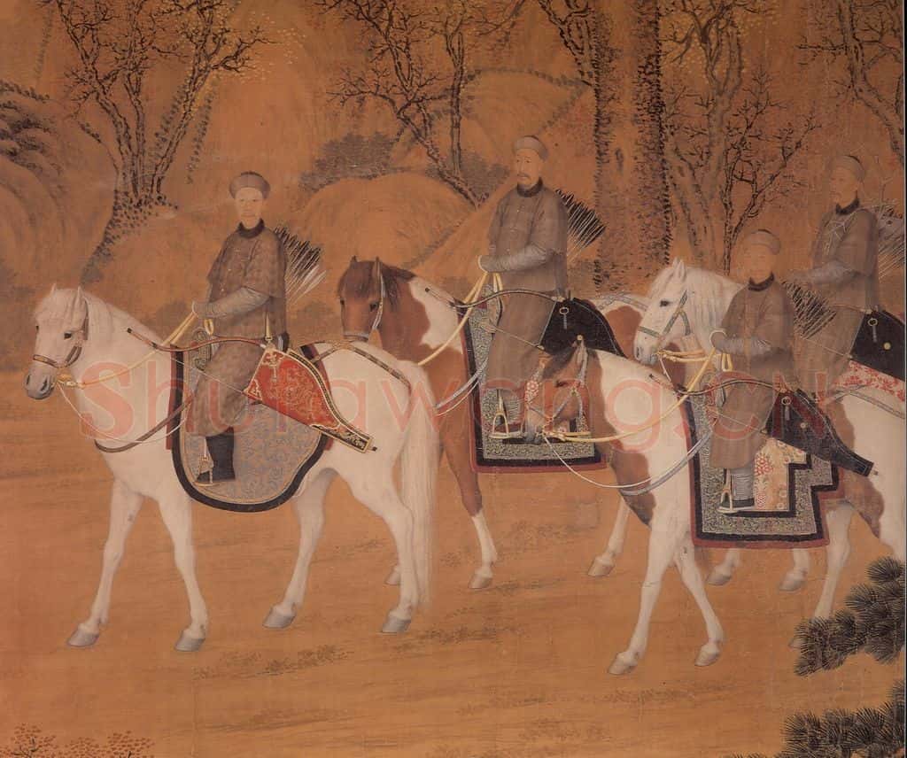 清 郎世宁《哨鹿图》书画作品