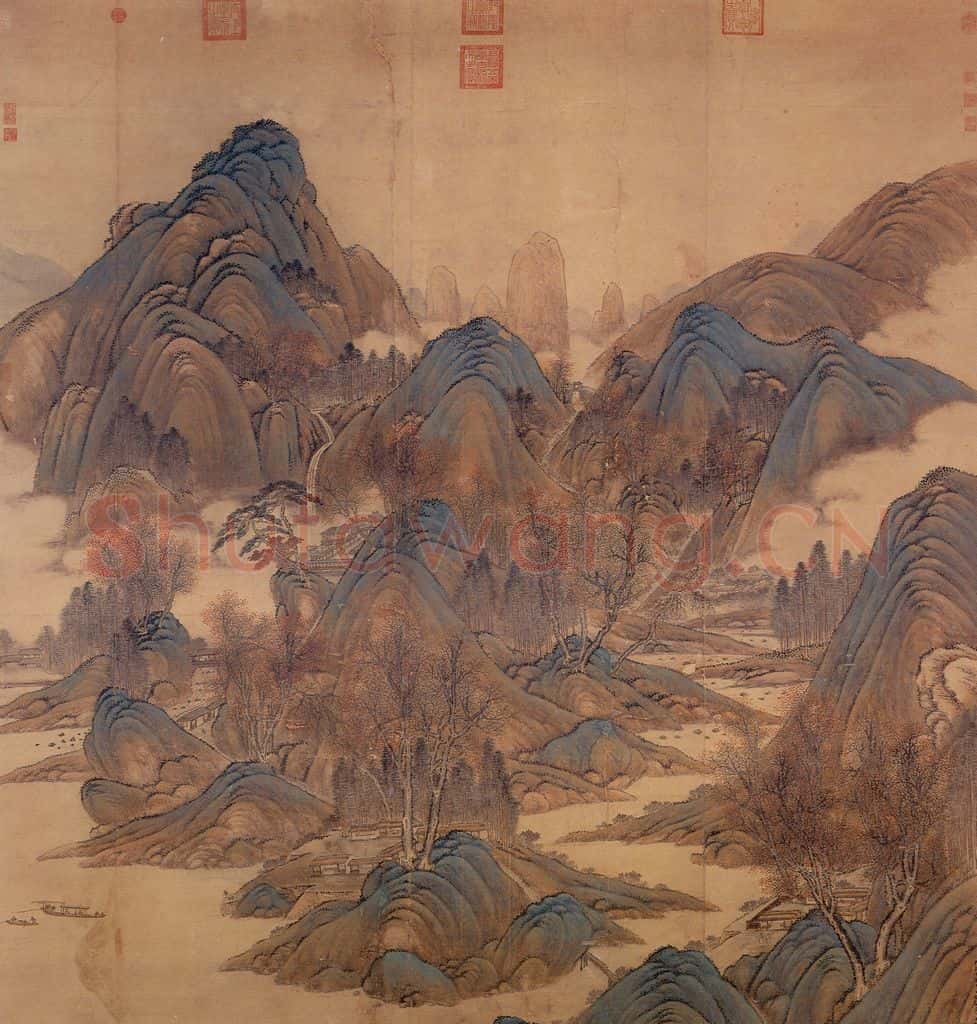 清 唐岱《秋山行旅图》书画作品