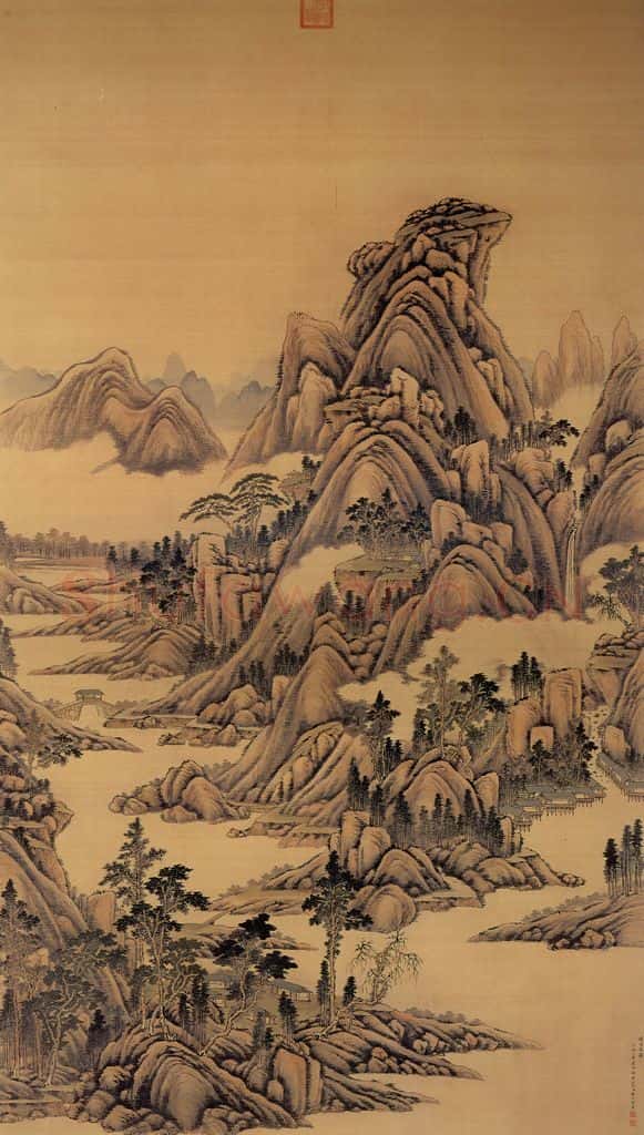 清 唐岱《晴峦春霭图》书画作品