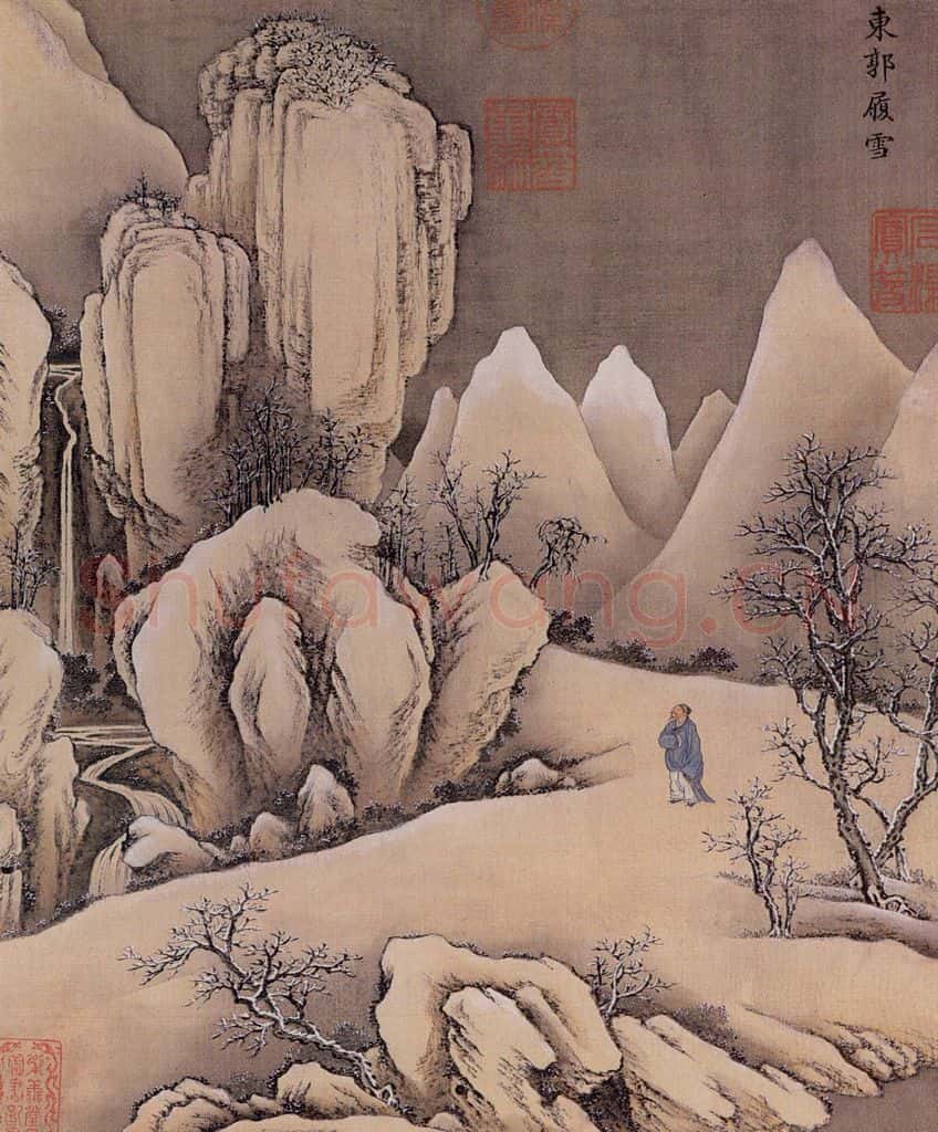 清 孙祜《雪景故事图》书画作品