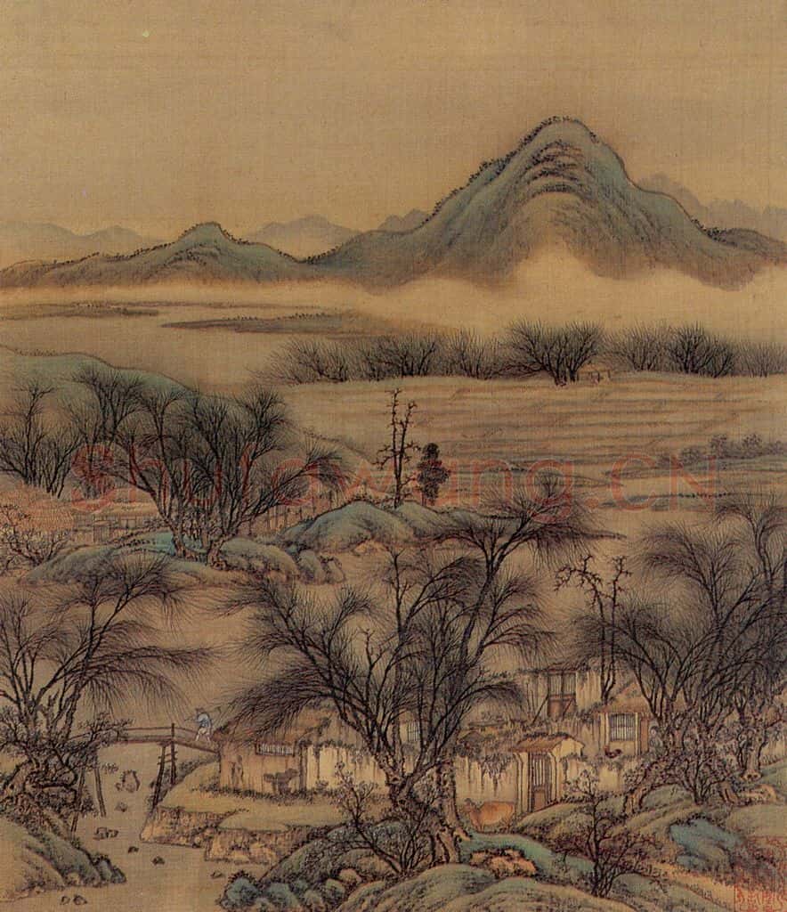清 金昆《有鸟诗意图》书画作品