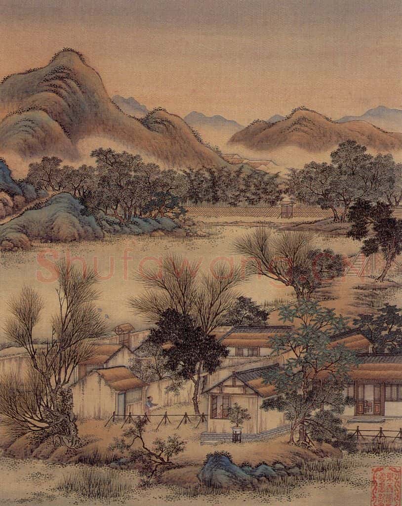 清 金昆《有鸟诗意图》书画作品