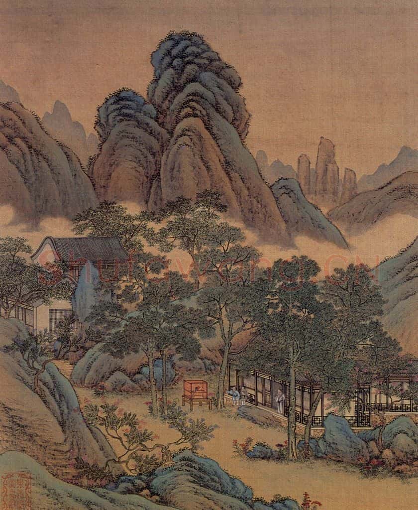 清 金昆《有鸟诗意图》书画作品