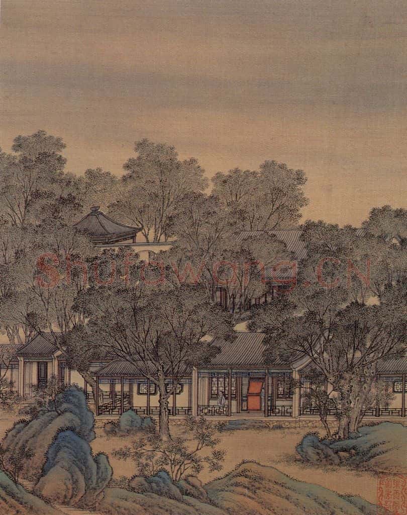 清 金昆《有鸟诗意图》书画作品