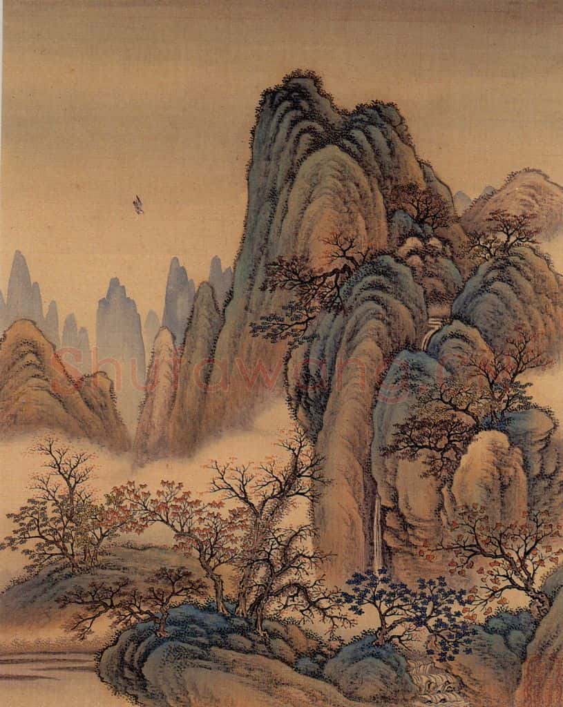 清 金昆《有鸟诗意图》书画作品