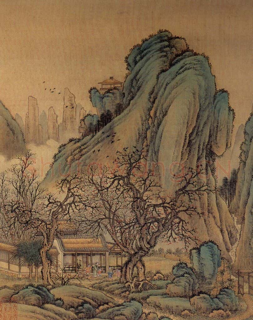 清 金昆《有鸟诗意图》书画作品