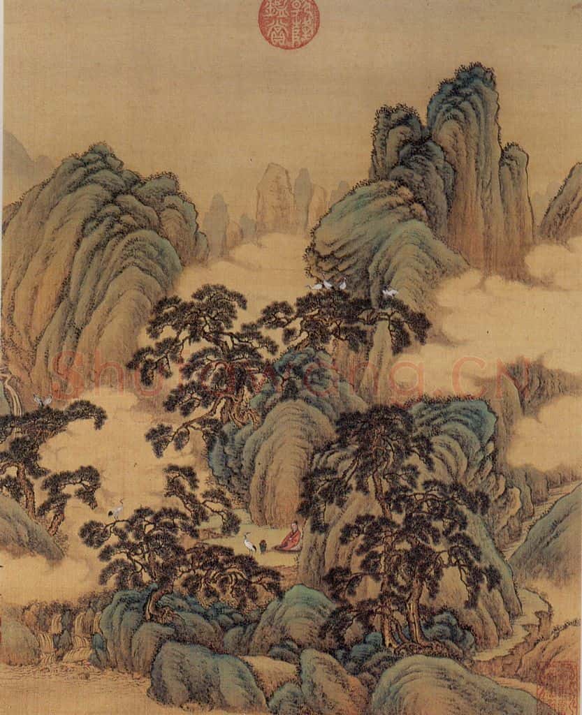 清 金昆《有鸟诗意图》书画作品