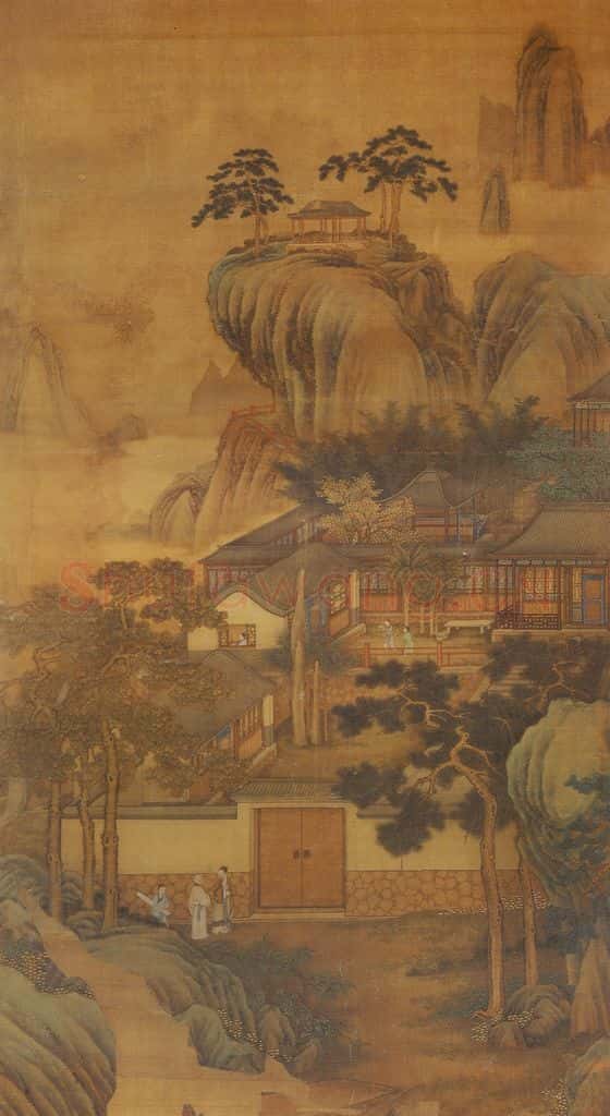 清 沈源《山水楼阁图》书画作品
