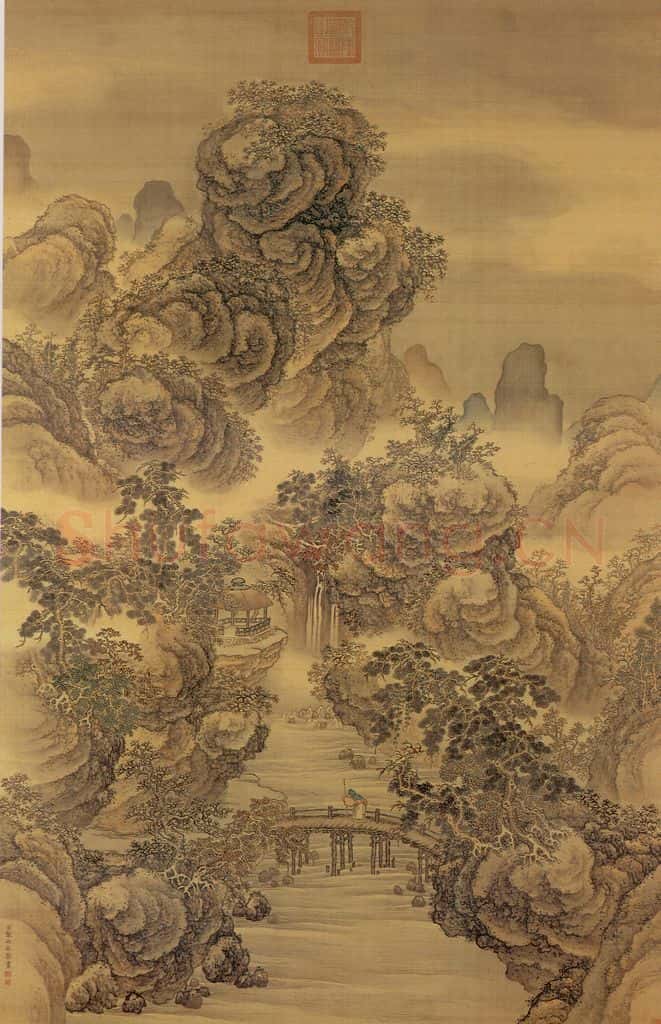 清 张雨森《秋林曳杖图》书画作品