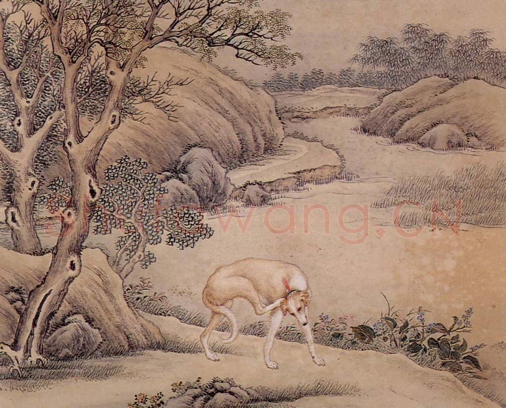 清 艾启蒙《十骏犬图》书画作品