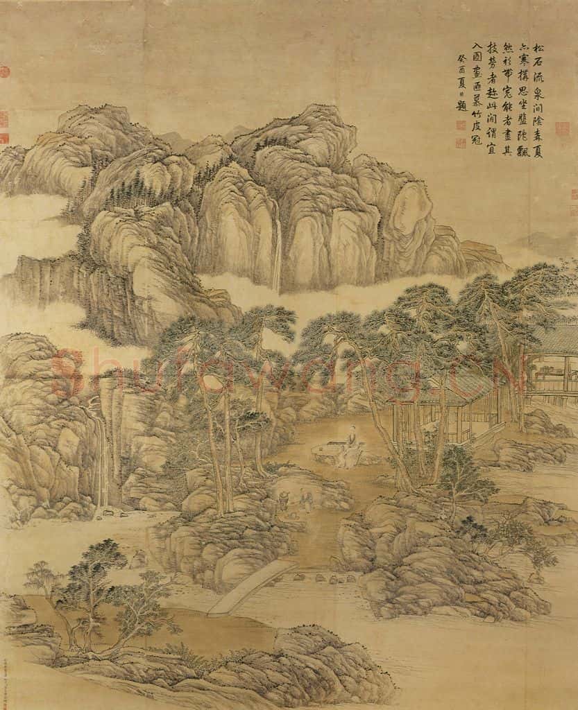 清 张宗苍《弘历抚琴图》书画作品