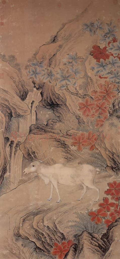 清 贺清泰《贲鹿图》书画作品