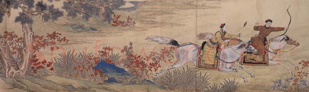 清 佚名《威弧猎鹿图》书画作品