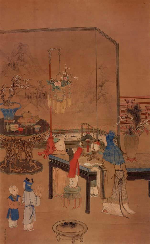 清 冯宁《吉庆图》书画作品
