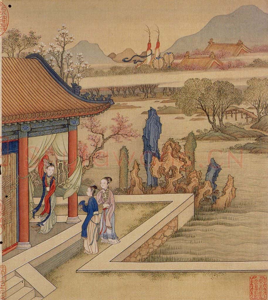 清 冷枚《十宫词图》书画作品