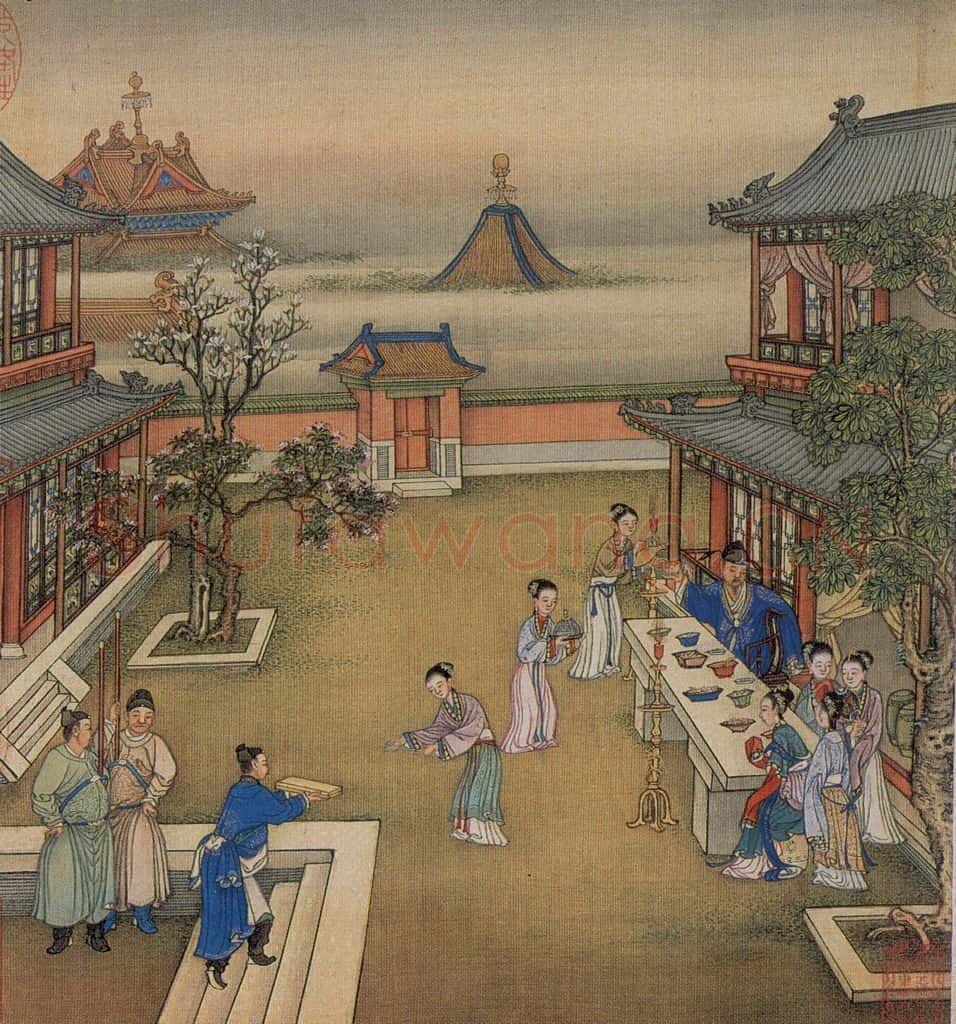 清 冷枚《十宫词图》书画作品