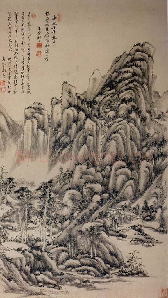 清 王原祁《仿吴镇山水图》书画作品