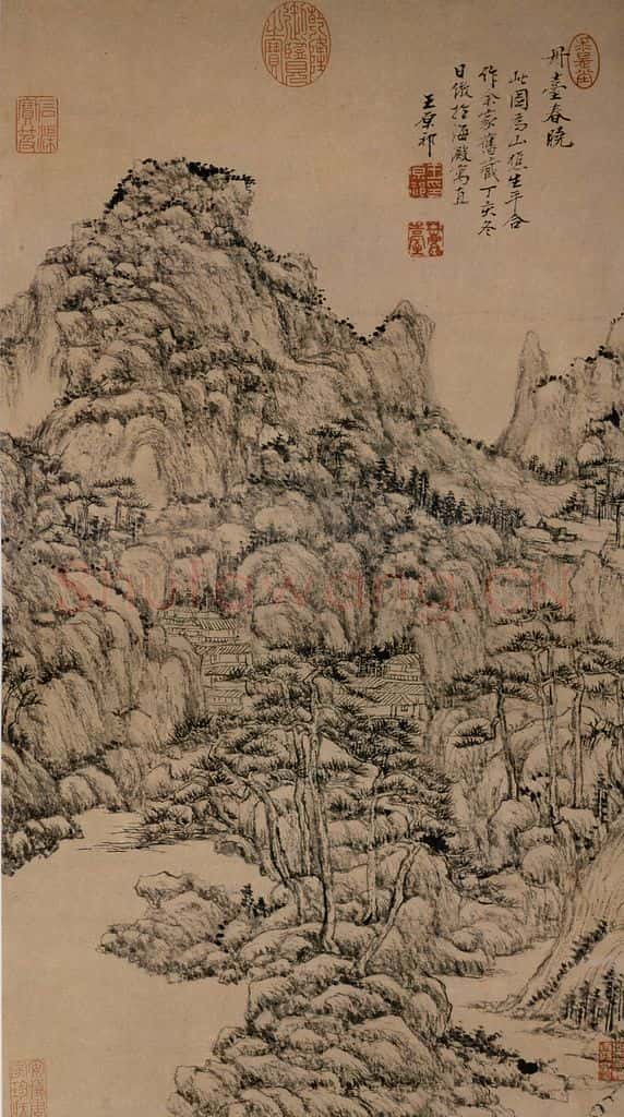 清 王原祁《丹台春晓图》书画作品