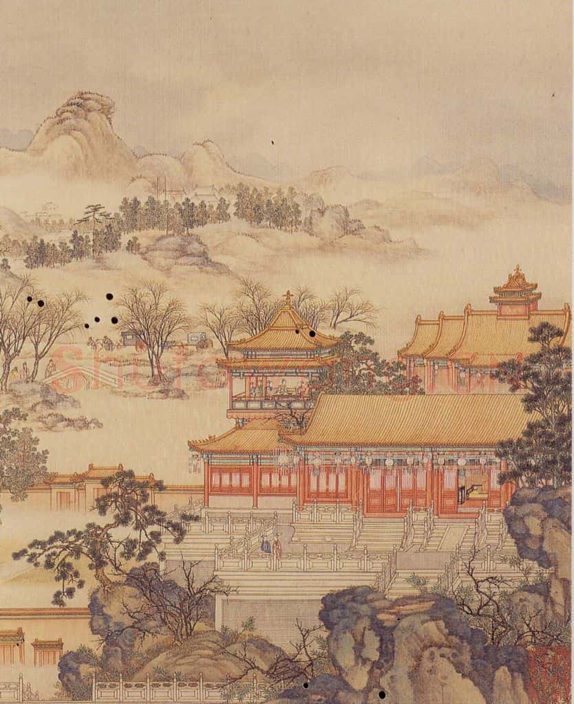清 陈枚《山水楼阁图》书画作品