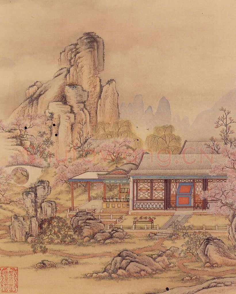 清 陈枚《山水楼阁图》书画作品