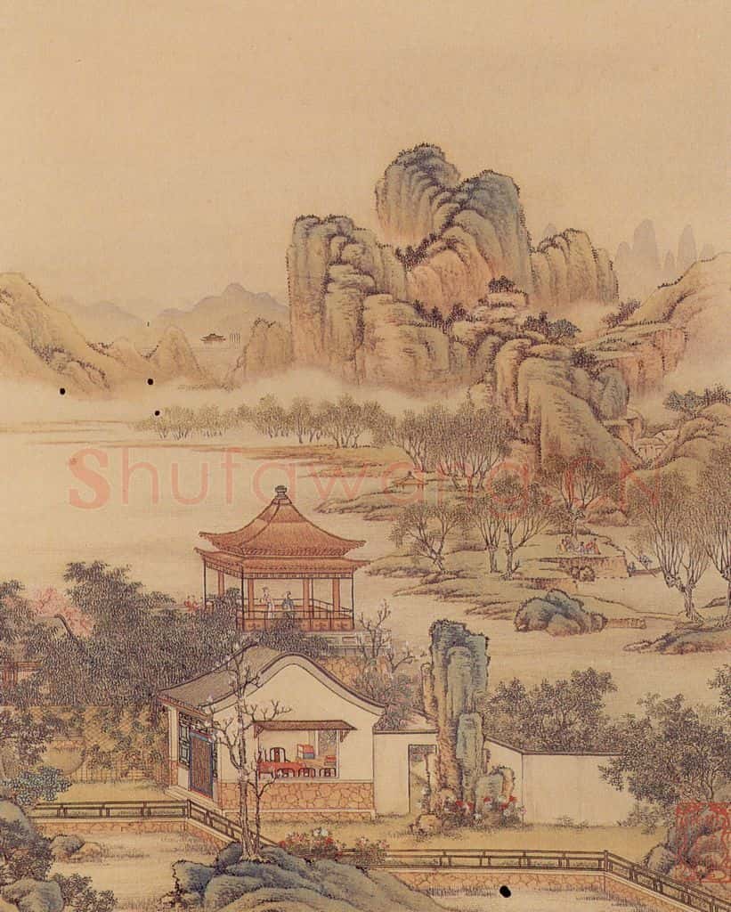 清 陈枚《山水楼阁图》书画作品