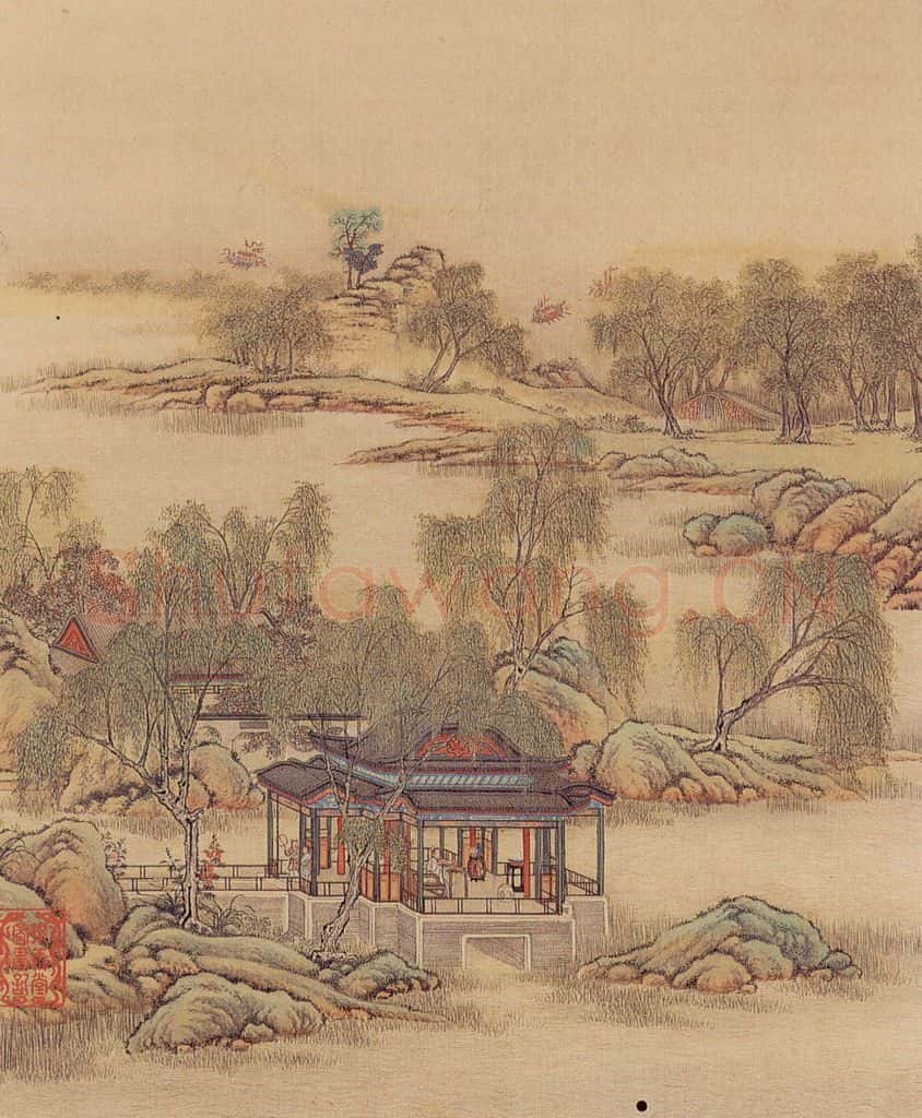 清 陈枚《山水楼阁图》书画作品