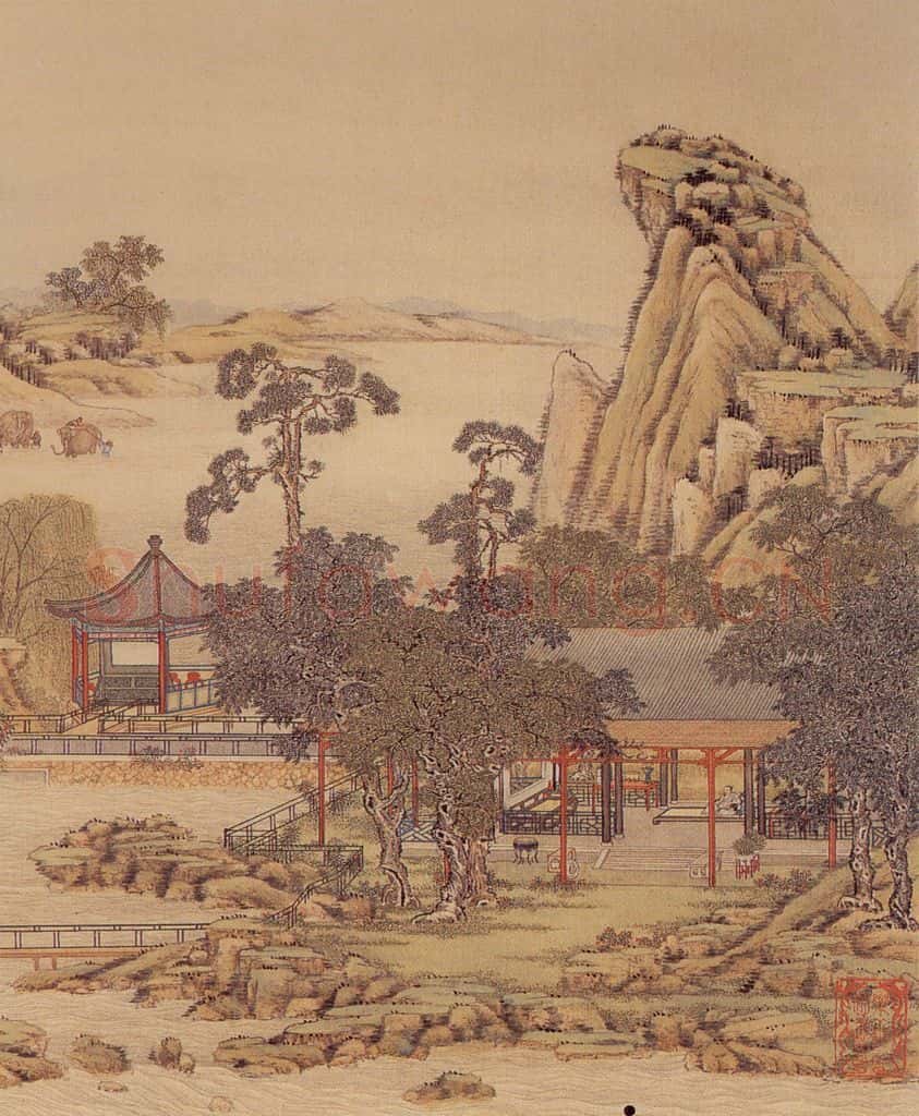 清 陈枚《山水楼阁图》书画作品