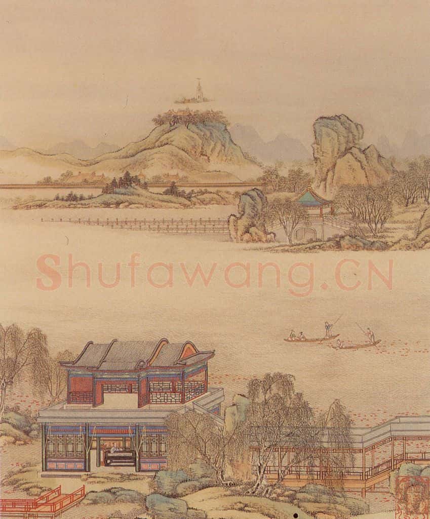 清 陈枚《山水楼阁图》书画作品