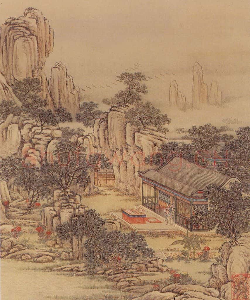 清 陈枚《山水楼阁图》书画作品