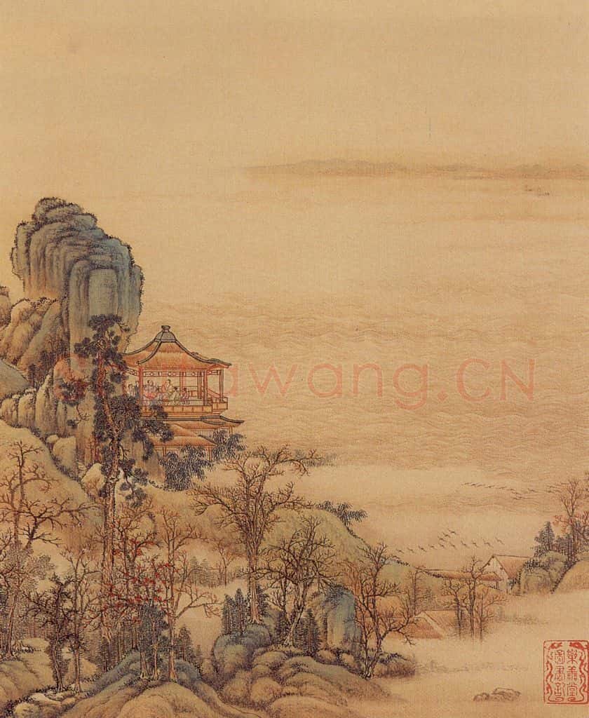 清 陈枚《山水楼阁图》书画作品