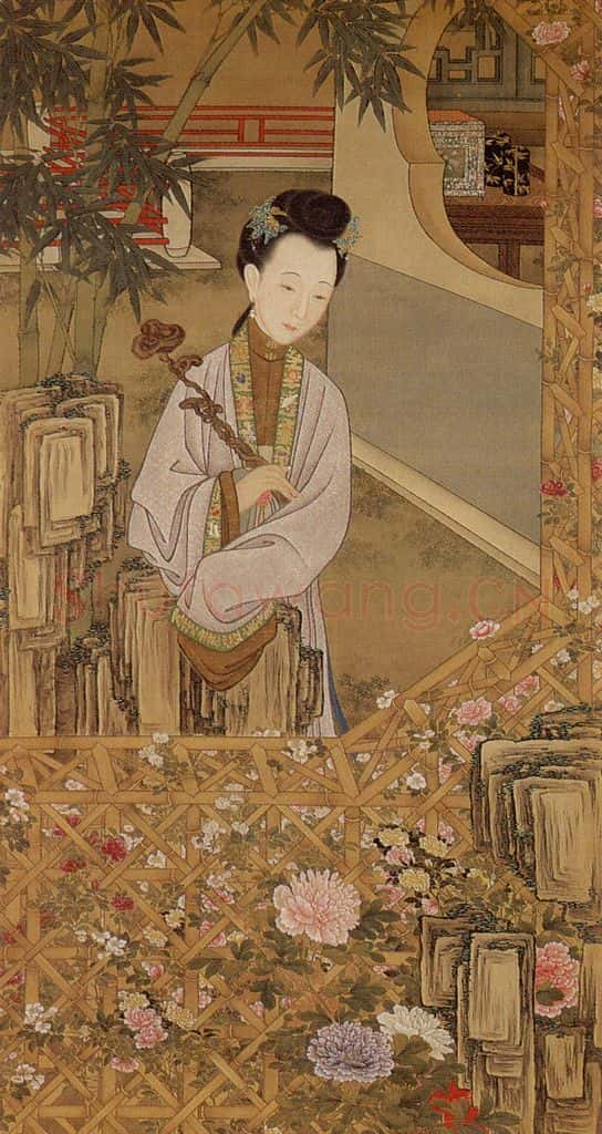 清 佚名《胤禛妃行乐图》书画作品