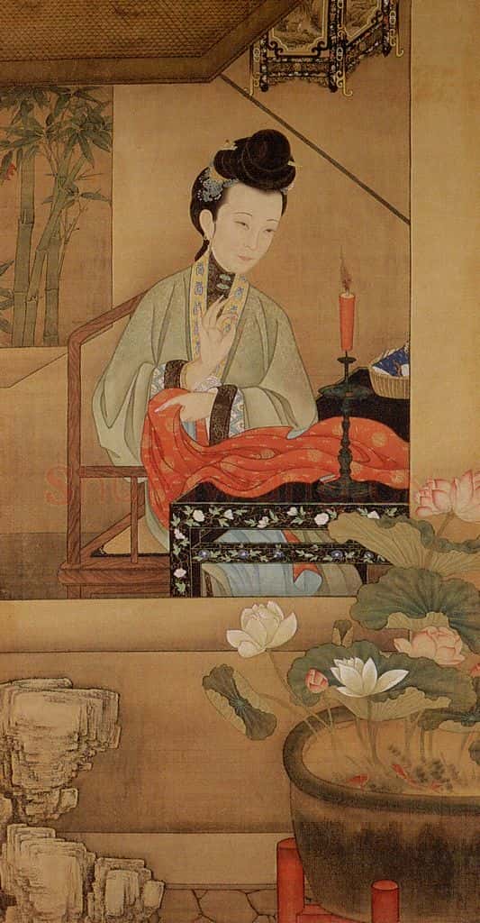 清 佚名《胤禛妃行乐图》书画作品