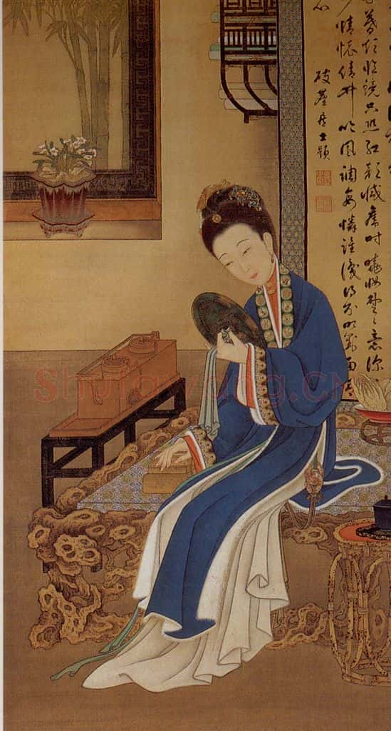 清 佚名《胤禛妃行乐图》书画作品