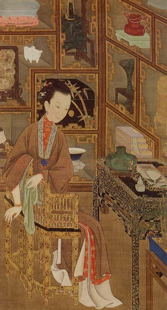清 佚名《胤禛妃行乐图》书画作品