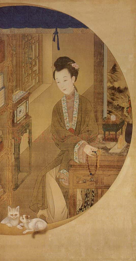 清 佚名《胤禛妃行乐图》书画作品