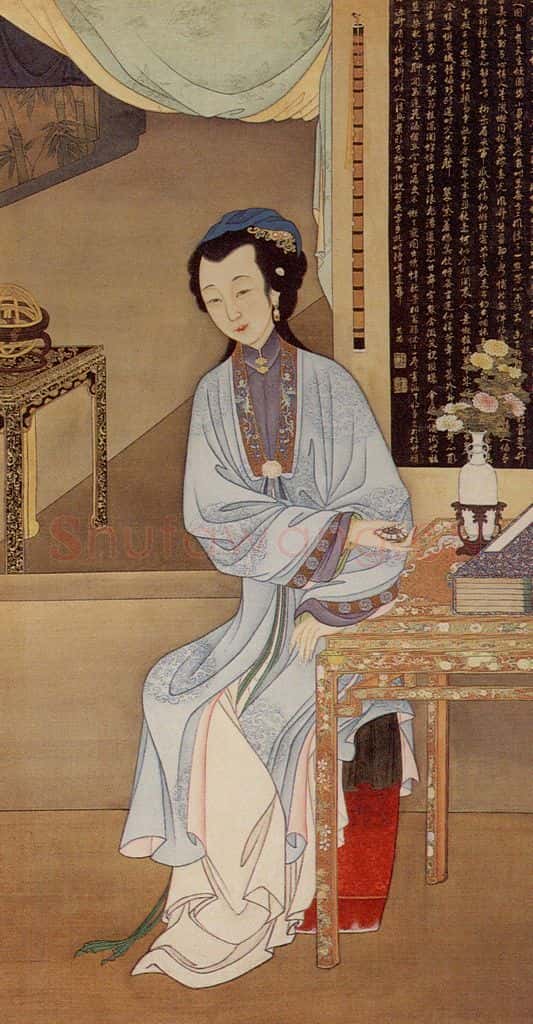 清 佚名《胤禛妃行乐图》书画作品