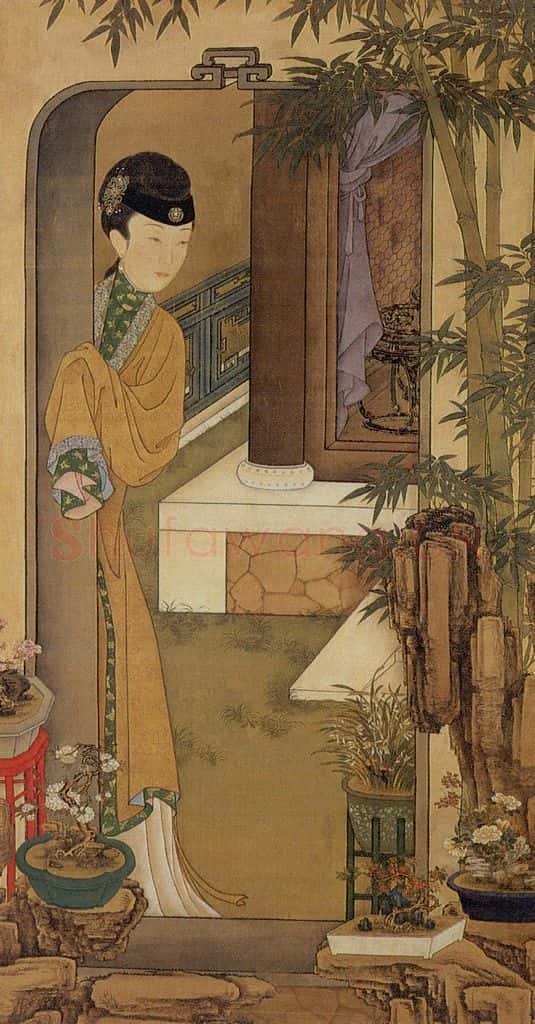 清 佚名《胤禛妃行乐图》书画作品