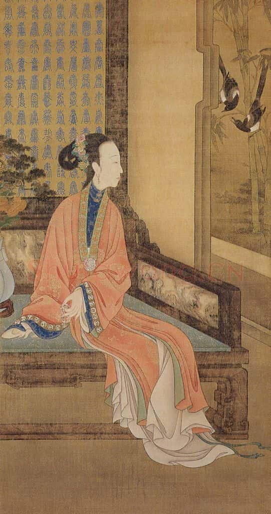 清 佚名《胤禛妃行乐图》书画作品