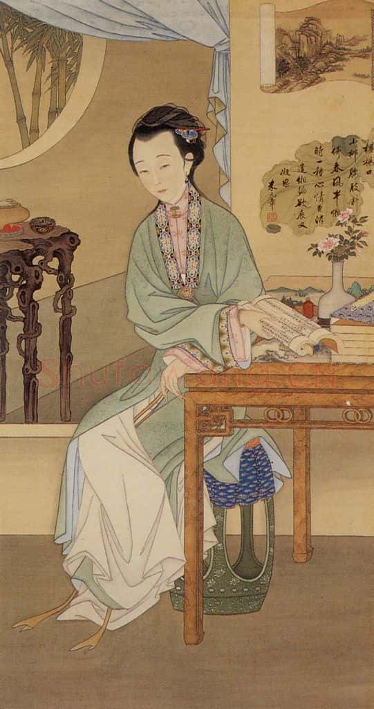 清 佚名《胤禛妃行乐图》书画作品