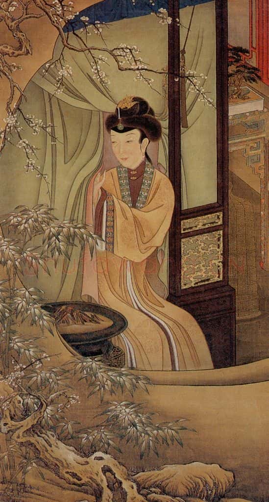 清 佚名《胤禛妃行乐图》书画作品