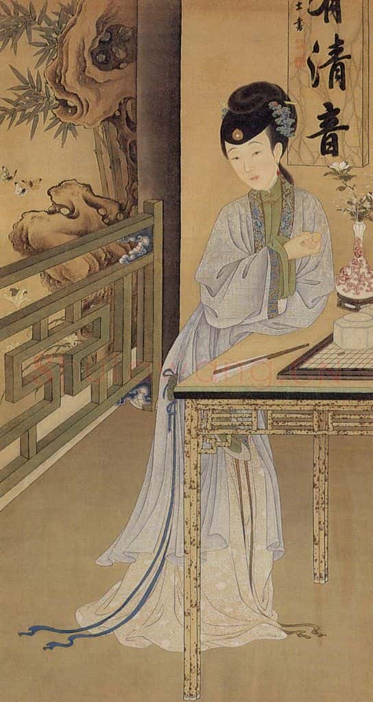 清 佚名《胤禛妃行乐图》书画作品