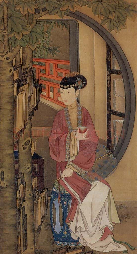 清 佚名《胤禛妃行乐图》书画作品