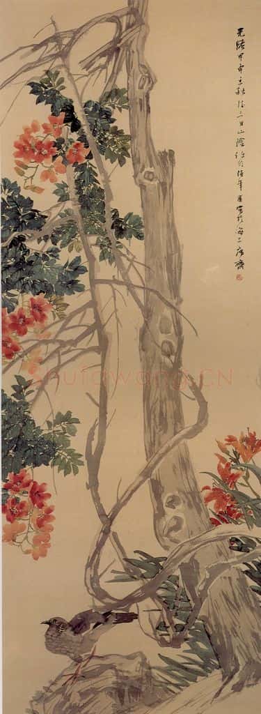 清 任颐《凌霄图》书画作品