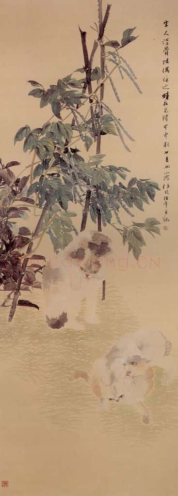 清 任颐《猫戏图》书画作品