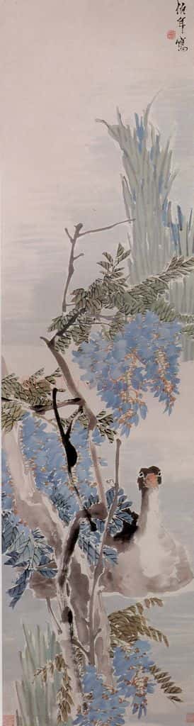 清 任颐《紫藤鹅图》书画作品