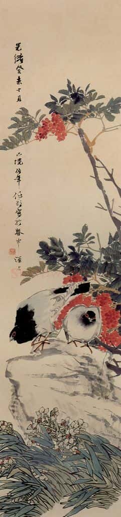 清 任颐《天竹水仙图》书画作品